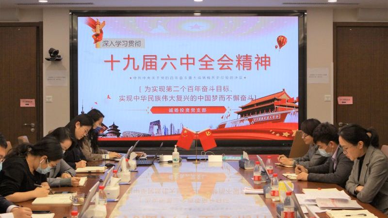 誠旸投資黨支部深入學習貫徹黨的十九屆六中全會精神
